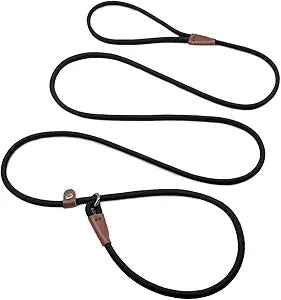 Slip Lead Control Leash for Dogs No Pull, Colors Classic Dog Lead 7 FT Pet Slip Leash, 1/4” Rope Leashes for Small Medium Animals (7ft*1/4", Black)