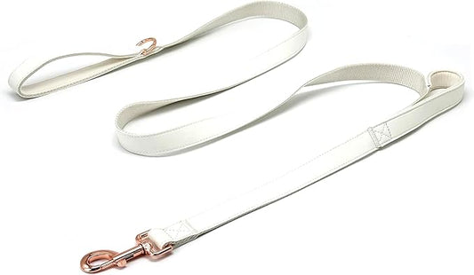 Dog Leash 6ft Long,Traffic Padded Two Handle,Heavy Duty,Double Handles Lead for Control Safety Training,Leashes for Large Dogs or Medium Dogs,Dual Handles Leads (Off-White, 25MM*6FT)