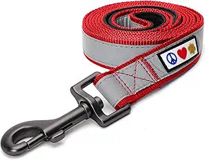 6 FT Padded Dog Leash with Comfortable Neoprene Padding Handle - Red Lead | Small Reflective Dog Leash with Highly Reflective Band Perfect for Medium and Large Dogs and Puppies.