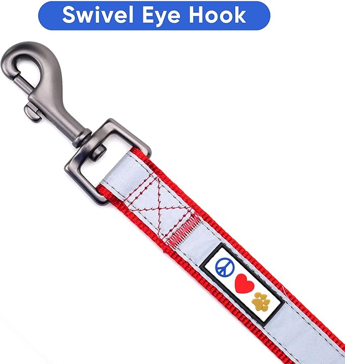 6 FT Padded Dog Leash with Comfortable Neoprene Padding Handle - Red Lead | Small Reflective Dog Leash with Highly Reflective Band Perfect for Medium and Large Dogs and Puppies.