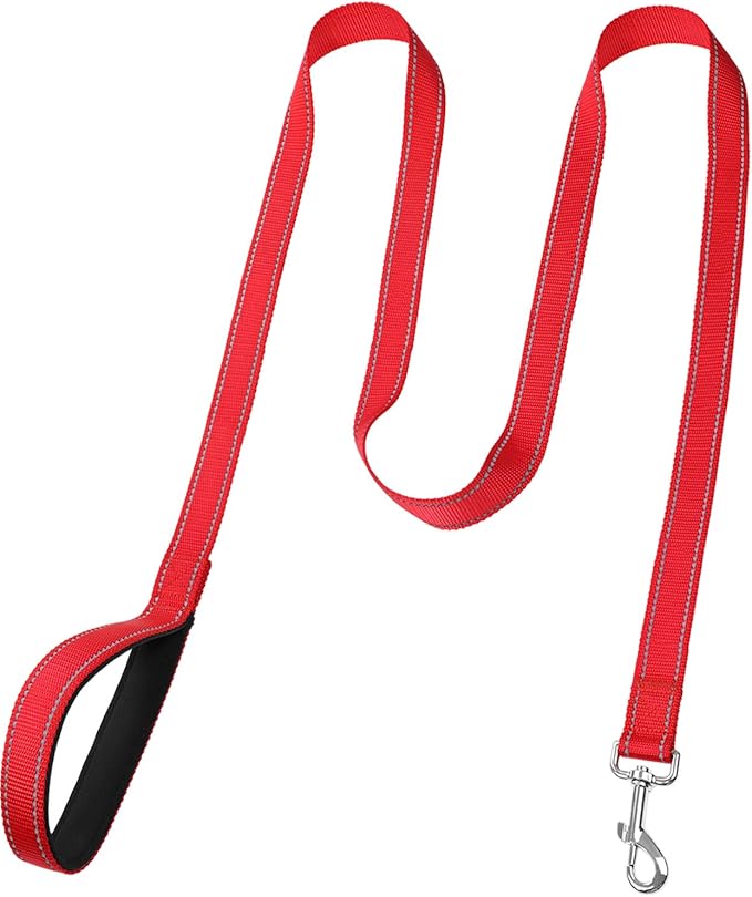 6FT Reflective Dog Leash with Soft Padded Handle for Training,Walking Lead for Large & Medium Dog,1 Inch Wide,Red