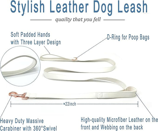 Dog Leash 6ft Long,Traffic Padded Two Handle,Heavy Duty,Double Handles Lead for Control Safety Training,Leashes for Large Dogs or Medium Dogs,Dual Handles Leads (Off-White, 25MM*6FT)
