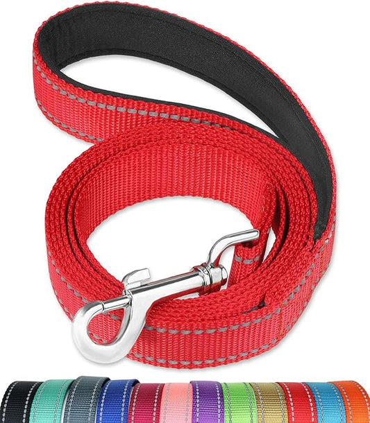 6FT Reflective Dog Leash with Soft Padded Handle for Training,Walking Lead for Large & Medium Dog,1 Inch Wide,Red